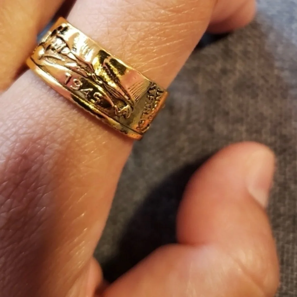 Brand New Vintage Golden Half Dollar Coin Ring